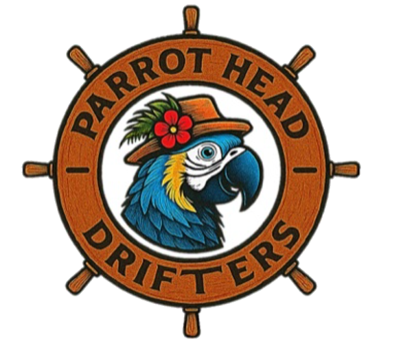 Parrot Head Drifters, ship's wheel logo with parrot